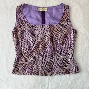 Javier Larrainzar Purple Sequin European Couture Top & Skirt Set size 46 (91)